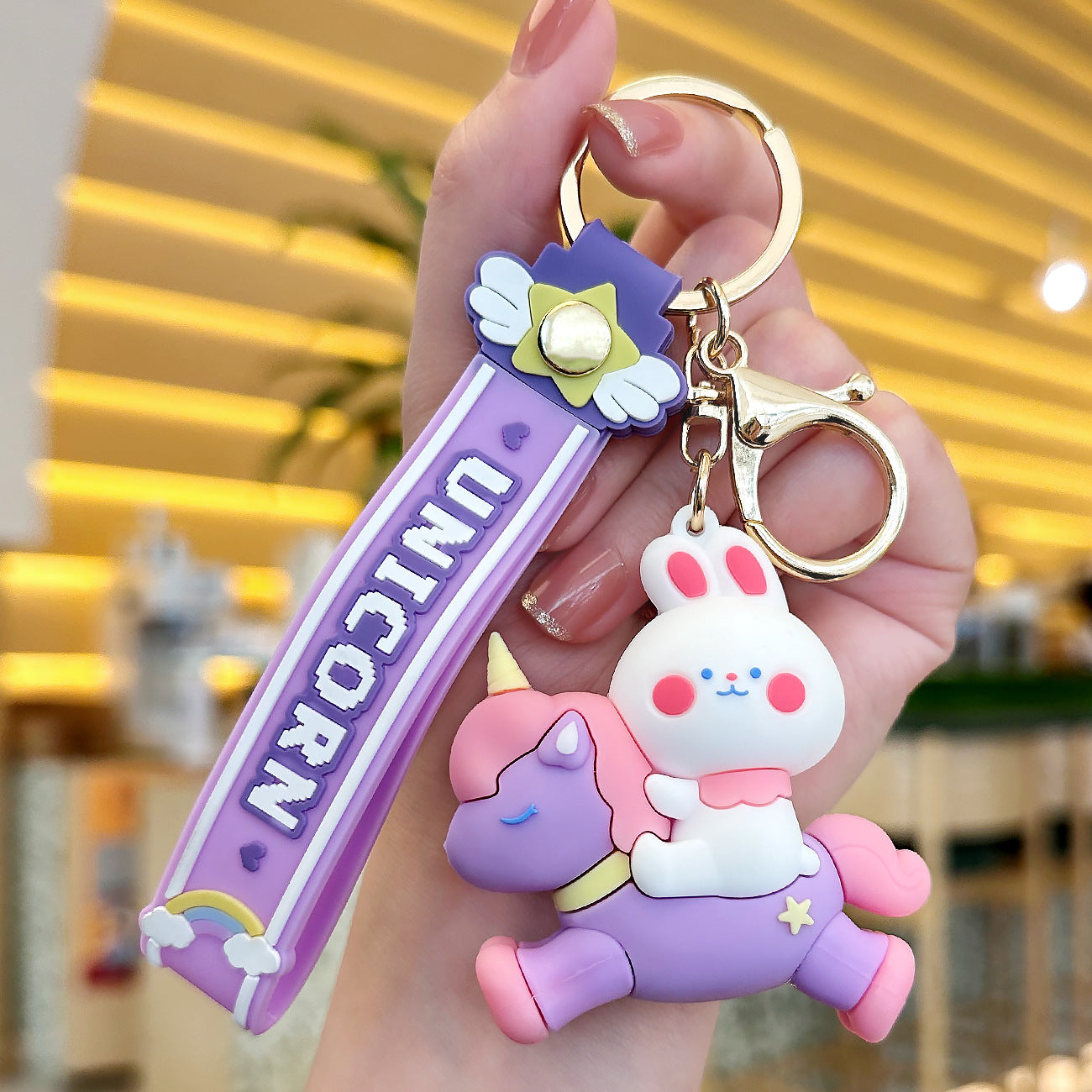 Wholesale Epoxy Pegasus Bunny Car Keychain